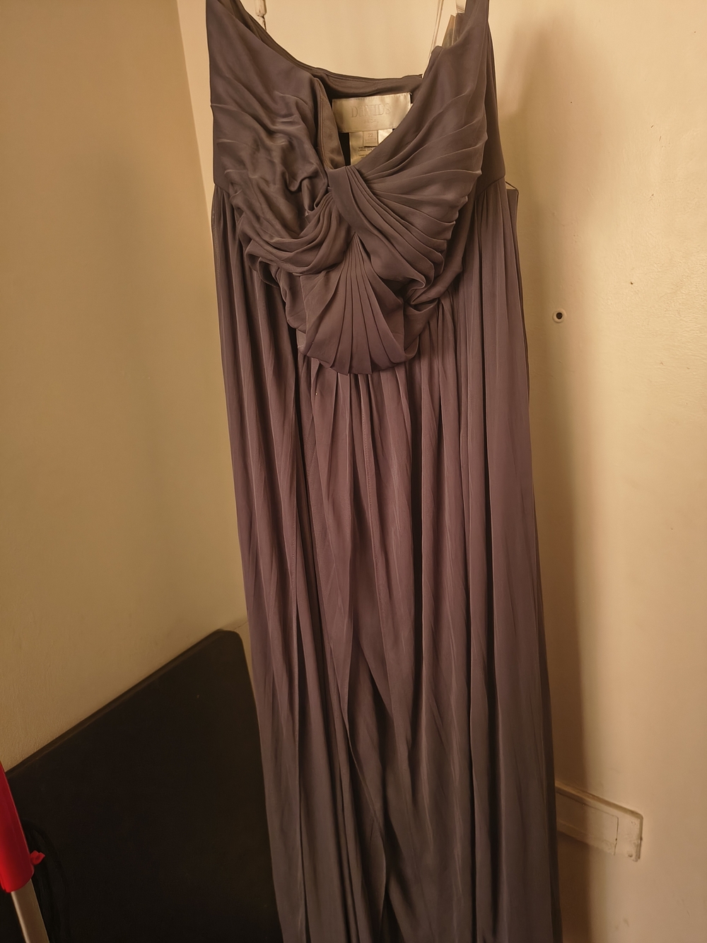 David's Bridal Draped Maxi Dress in Mauve Gray Size 22